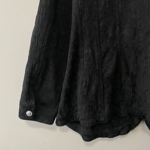 Christine Alexander Cotton Blend Rhinestone Button Black Textured Jacket - Picture 10 of 15